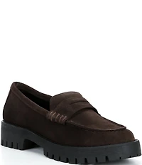 Steve Madden Langsten Suede Platform Lug Sole Penny Loafers