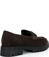 Steve Madden Langsten Suede Platform Lug Sole Penny Loafers