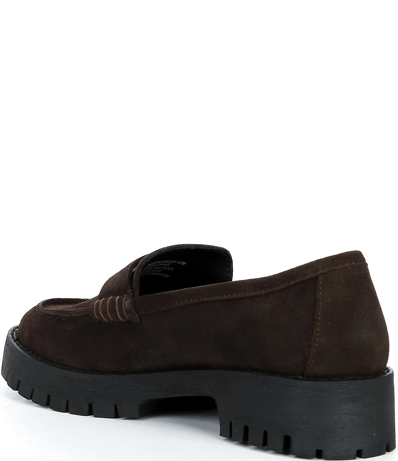 Steve Madden Langsten Suede Platform Lug Sole Penny Loafers