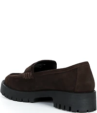 Steve Madden Langsten Suede Platform Lug Sole Penny Loafers