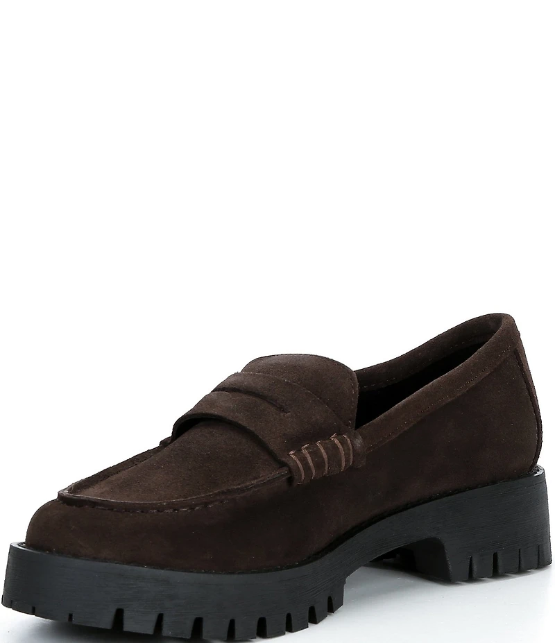Steve Madden Langsten Suede Platform Lug Sole Penny Loafers