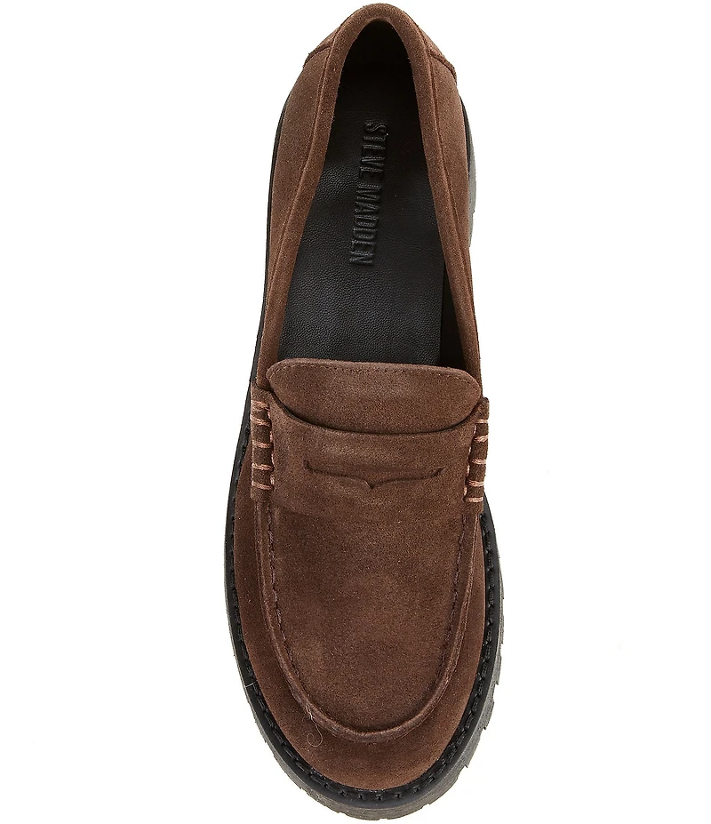 Steve Madden Langsten Suede Platform Lug Sole Penny Loafers