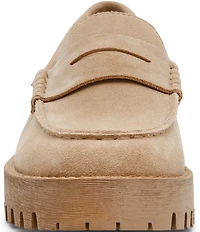 Steve Madden Langsten Suede Platform Lug Sole Penny Loafers