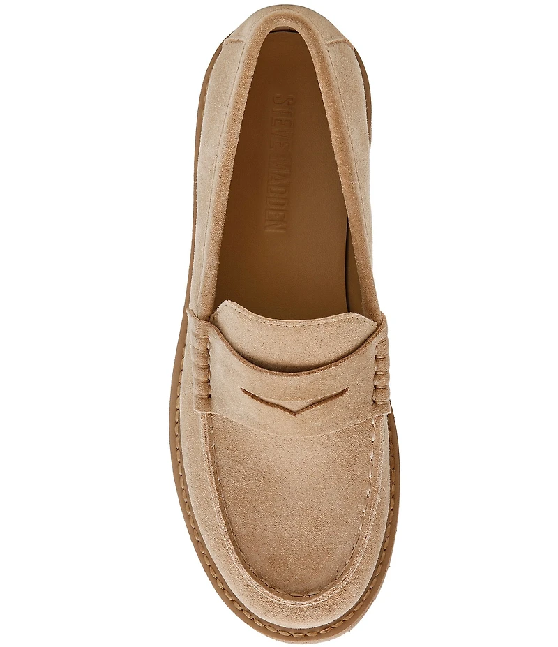 Steve Madden Langsten Suede Platform Lug Sole Penny Loafers