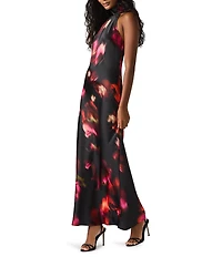 Steve Madden Lara Floral Print High Neck Sleeveless Maxi Dress