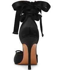 Steve Madden Larina Satin Ballet Square Toe Stiletto Lace Up Dress Pumps