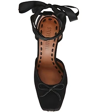 Steve Madden Larina Satin Ballet Square Toe Stiletto Lace Up Dress Pumps