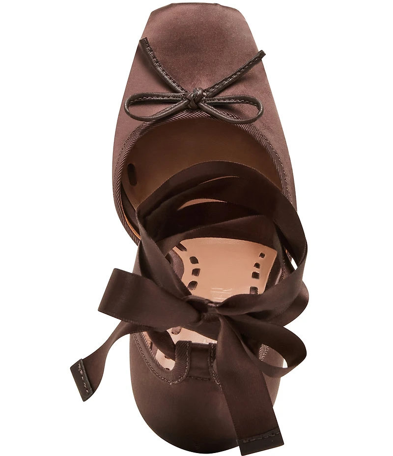 Steve Madden Larina Satin Ballet Square Toe Stiletto Lace Up Dress Pumps