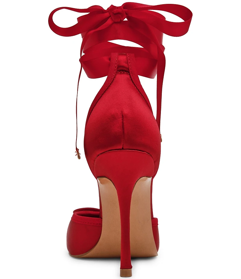 Steve Madden Larina Satin Ballet Square Toe Stiletto Lace Up Dress Pumps