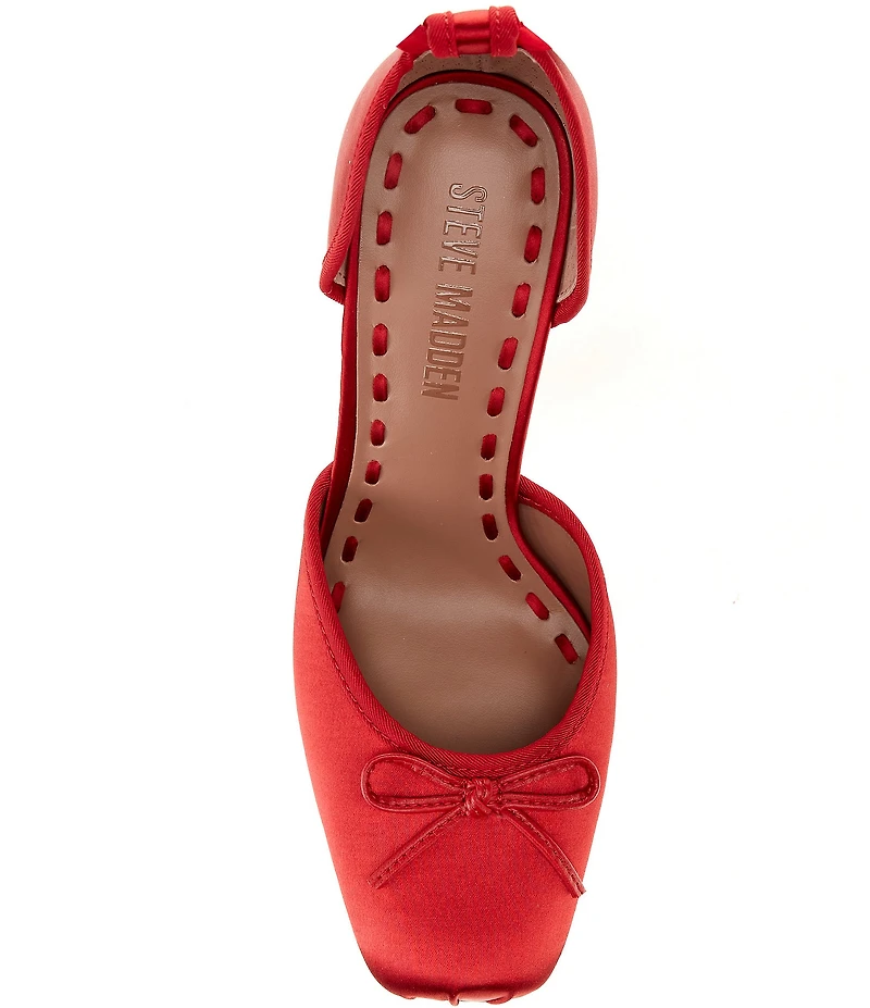 Steve Madden Larina Satin Ballet Square Toe Stiletto Lace Up Dress Pumps