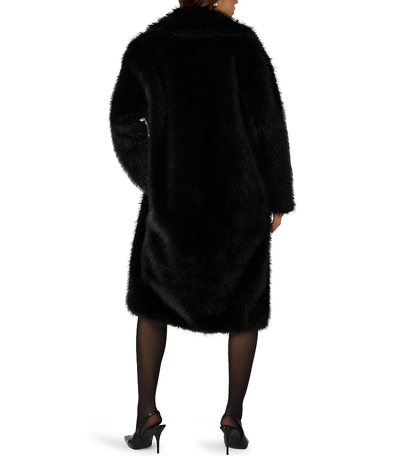 Steve Madden Larkin Oversized Long Sleeve Collar Neckline Long Faux Fur Coat