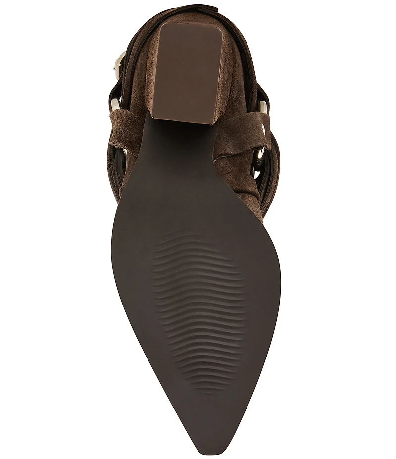 Steve Madden Lauper Suede Buckle Harness Hardware Western Booties