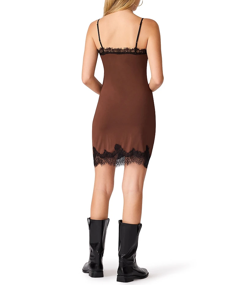 Steve Madden Laurine V-Neck Sleeveless Lace Trim Mini Dress