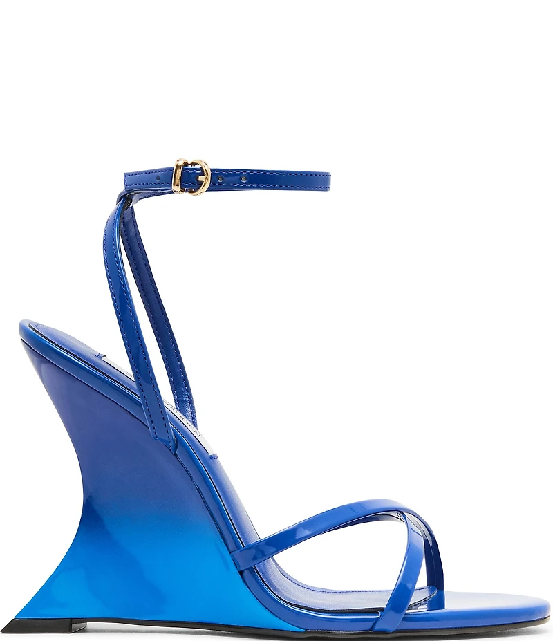 Steve Madden Layers Patent Sculpted Wedge Dress Sandals