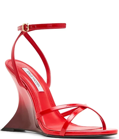 Steve Madden Layers Patent Sculpted Wedge Dress Sandals
