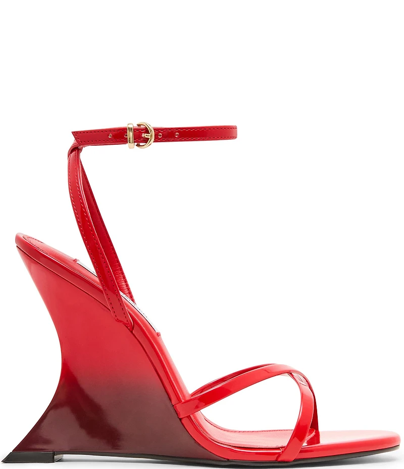 Steve Madden Layers Patent Sculpted Wedge Dress Sandals