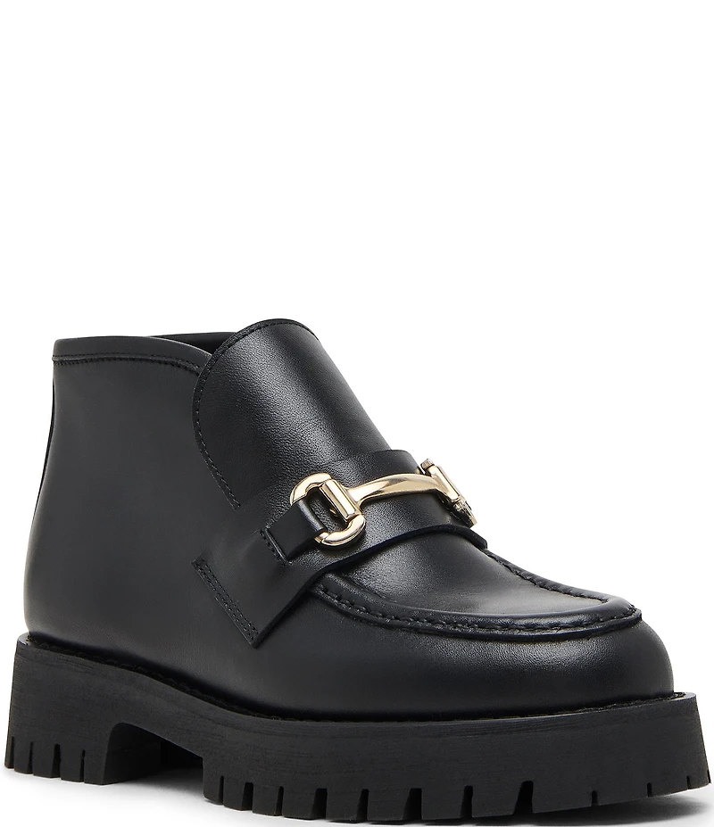 Steve Madden Leon Leather Bit Buckle High-Top Platform Loafers