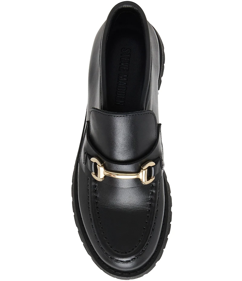 Steve Madden Leon Leather Bit Buckle High-Top Platform Loafers