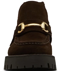 Steve Madden Leon Suede Bit Buckle High-Top Platform Loafers