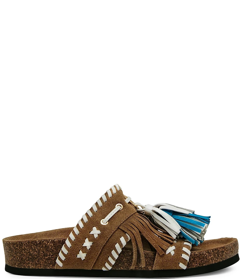 Steve Madden Lester Suede Tassel Slide Sandals