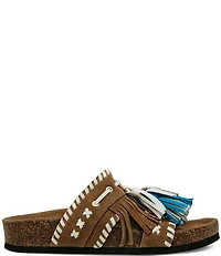 Steve Madden Lester Suede Tassel Slide Sandals