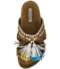 Steve Madden Lester Suede Tassel Slide Sandals