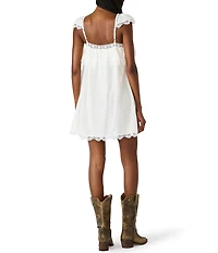 Steve Madden Leta Square Neck Sleeveless Tiered Gauze Mini Dress
