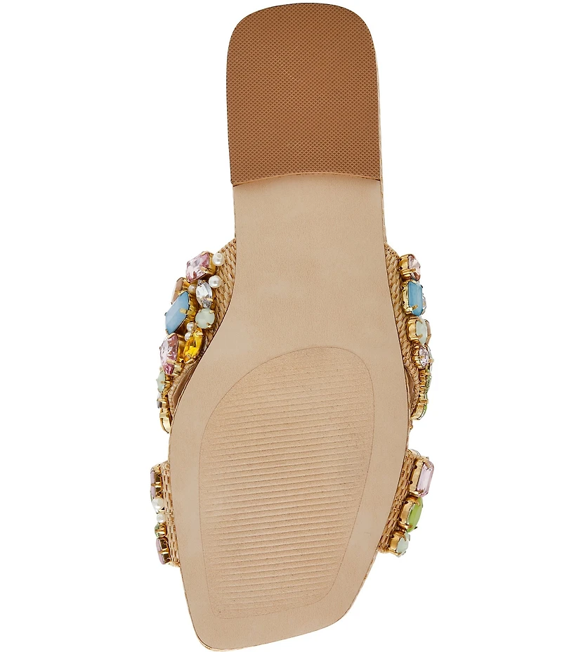 Steve Madden Levity Raffia Jewel Ornamented Slide Sandals