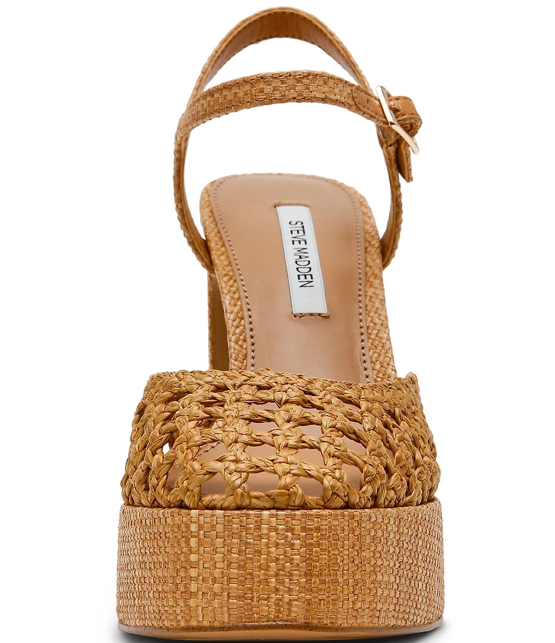 Steve Madden Lexie Raffia Block Heel Platform Dress Pumps