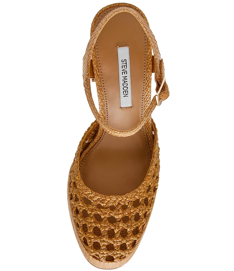 Steve Madden Lexie Raffia Block Heel Platform Dress Pumps