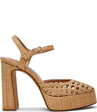 Steve Madden Lexie Raffia Block Heel Platform Dress Pumps