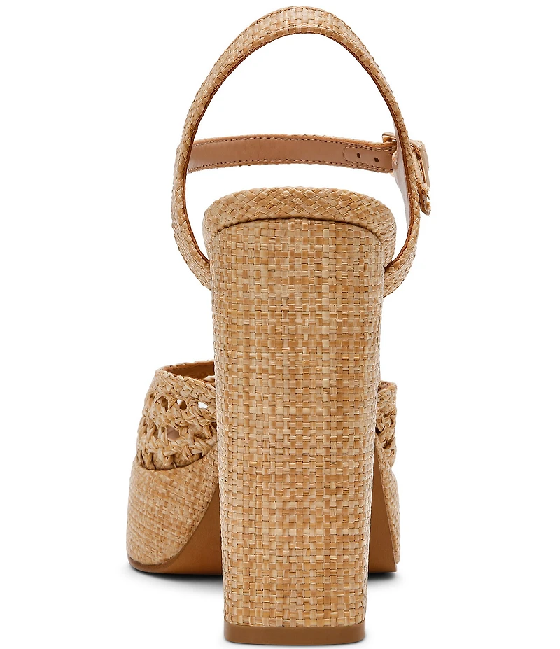 Steve Madden Lexie Raffia Block Heel Platform Dress Pumps
