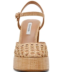 Steve Madden Lexie Raffia Block Heel Platform Dress Pumps