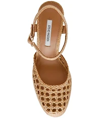 Steve Madden Lexie Raffia Block Heel Platform Dress Pumps