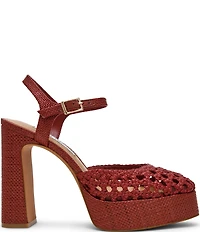 Steve Madden Lexie Raffia Block Heel Platform Dress Pumps