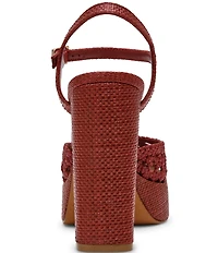 Steve Madden Lexie Raffia Block Heel Platform Dress Pumps
