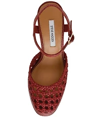 Steve Madden Lexie Raffia Block Heel Platform Dress Pumps