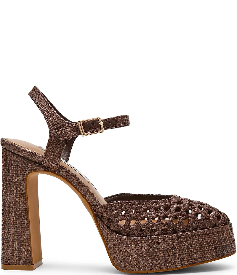 Steve Madden Lexie Raffia Block Heel Platform Dress Pumps