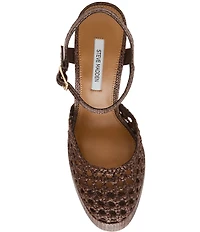 Steve Madden Lexie Raffia Block Heel Platform Dress Pumps