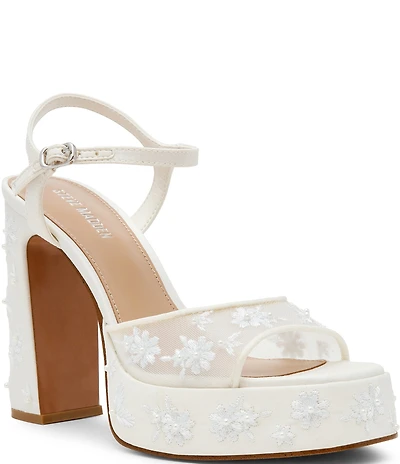 Steve Madden Liandra Flower Embroidery Mesh Platform Dress Sandals