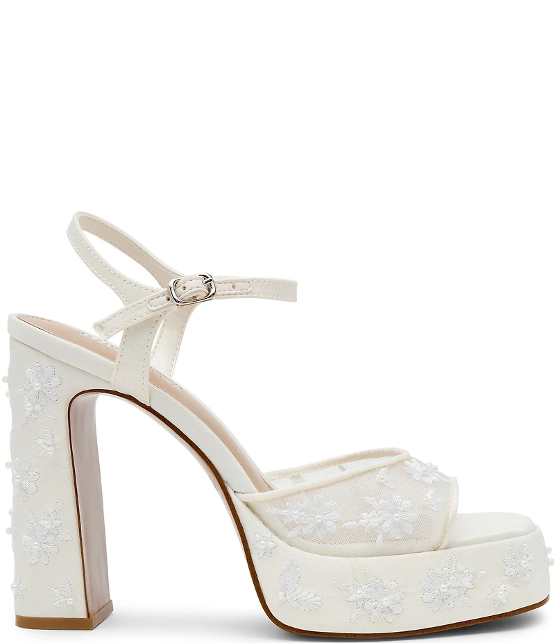 Steve Madden Liandra Flower Embroidery Mesh Platform Dress Sandals