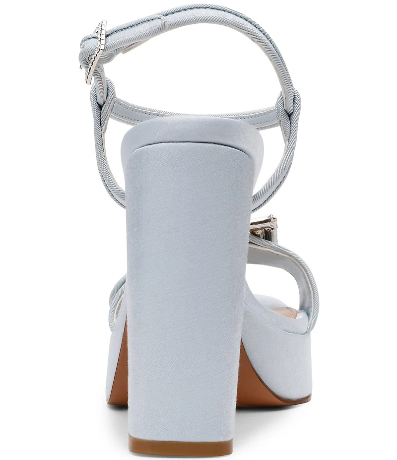 Steve Madden Liandra Satin Rhinestone Buckle Ornament Platform Dress Sandals