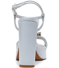 Steve Madden Liandra Satin Rhinestone Buckle Ornament Platform Dress Sandals