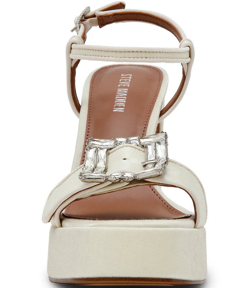 Steve Madden Liandra Satin Rhinestone Buckle Ornament Platform Dress Sandals