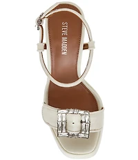 Steve Madden Liandra Satin Rhinestone Buckle Ornament Platform Dress Sandals