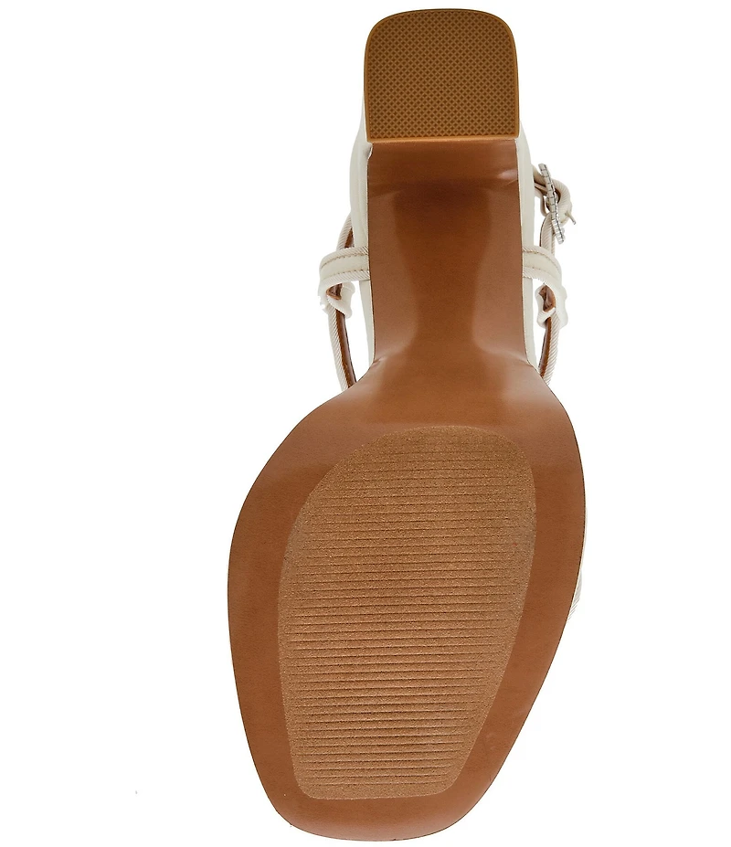 Steve Madden Liandra Satin Rhinestone Buckle Ornament Platform Dress Sandals