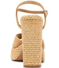 Steve Madden Liandra Suede and Raffia Platform Dress Sandals