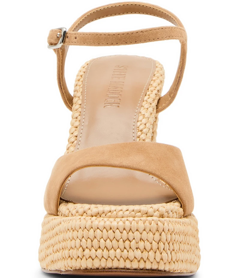 Steve Madden Liandra Suede and Raffia Platform Dress Sandals