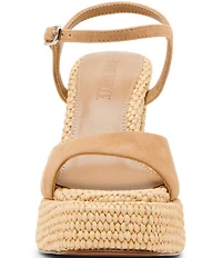 Steve Madden Liandra Suede and Raffia Platform Dress Sandals
