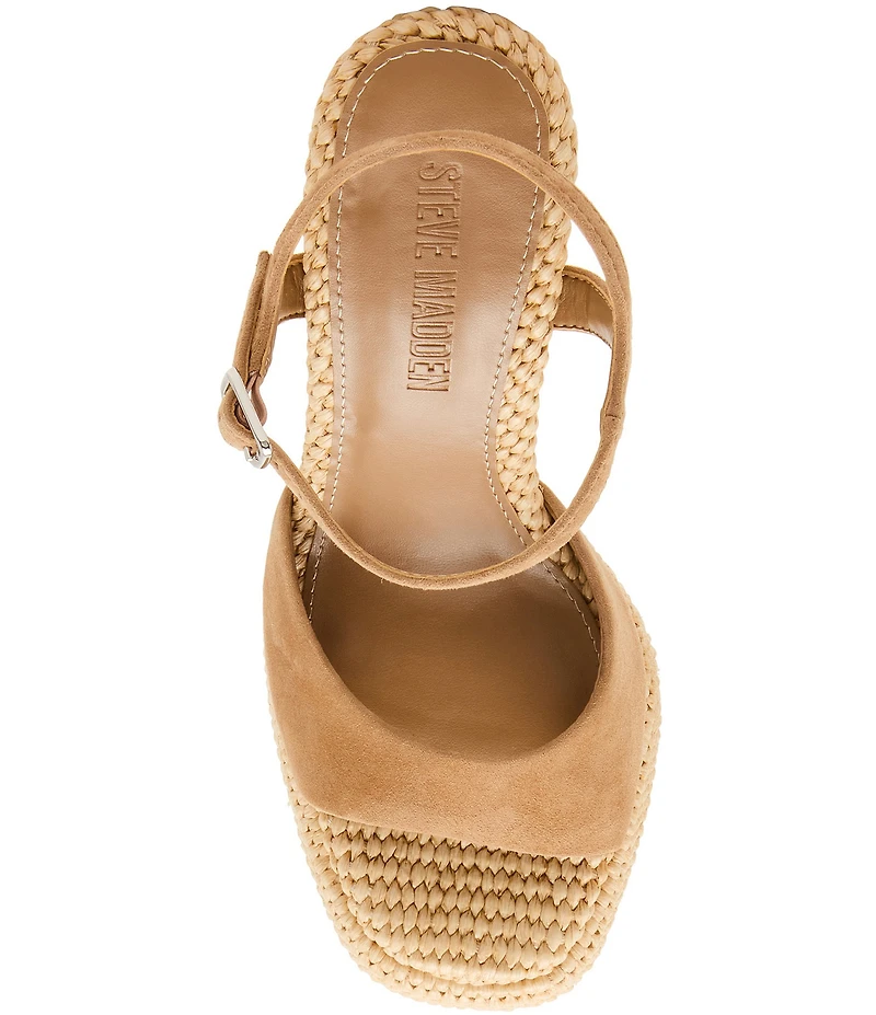 Steve Madden Liandra Suede and Raffia Platform Dress Sandals